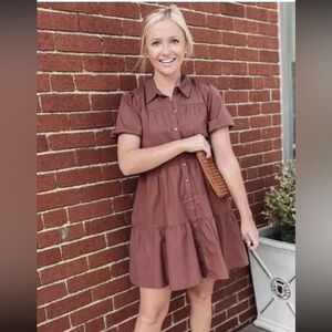 Abercrombie Fitch Poplin Trapeze Shirt Dress Paprika Red Women’s